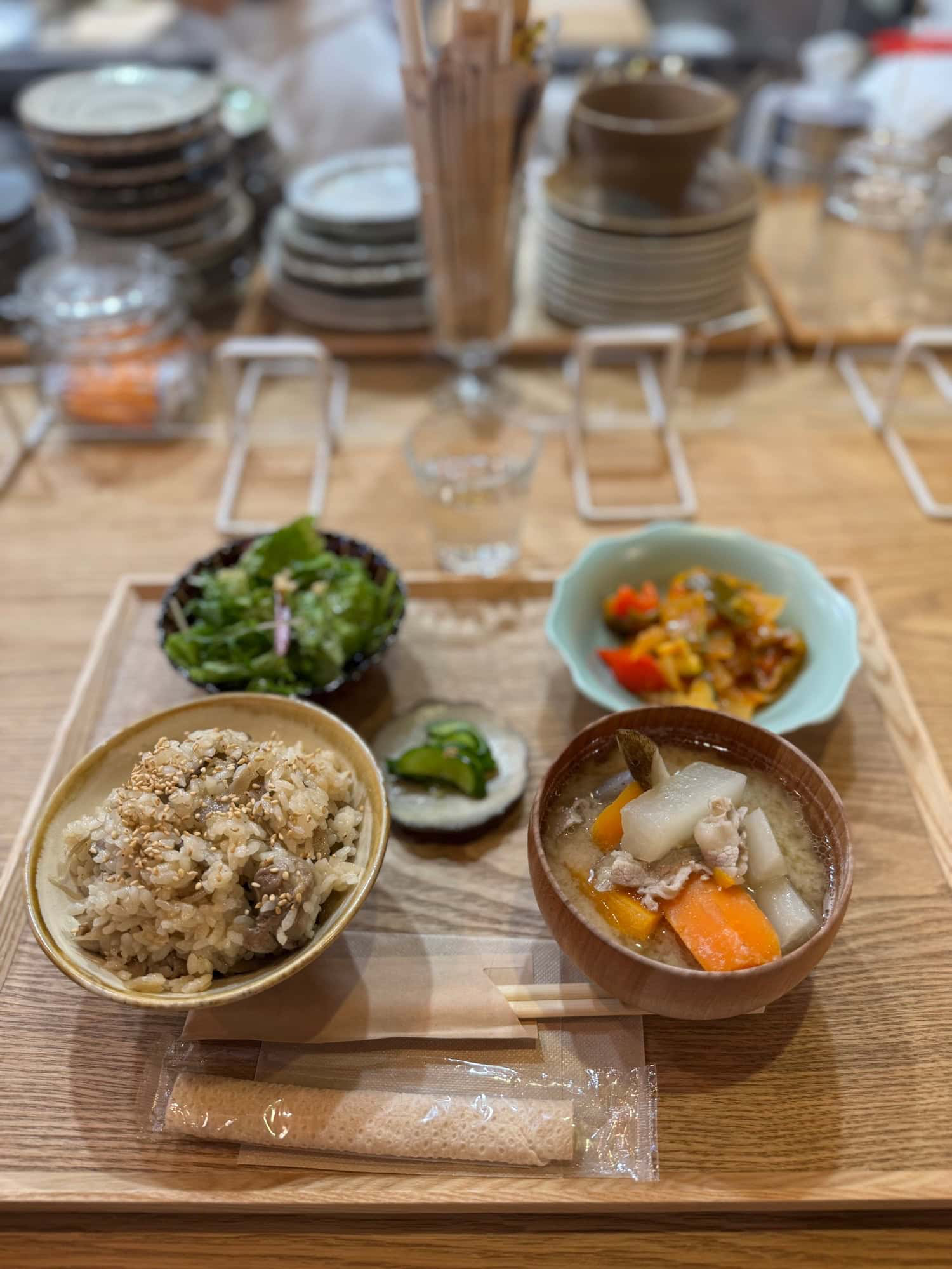 Chicken and burdock rice set at kitchen haco in Nezu, Tokyo. © 2025 Norbert Woehnl Photography.