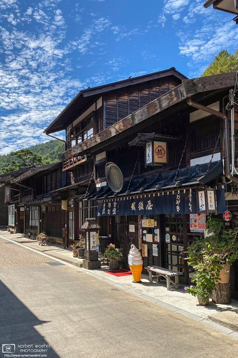 Narai-juku in Nagano Prefecture was the thirty-fourth of the sixty-nine stations of the Nakasendō. Its main road retains a historical row of Edo period houses along the street. © 2022 Norbert Woehnl Photography.