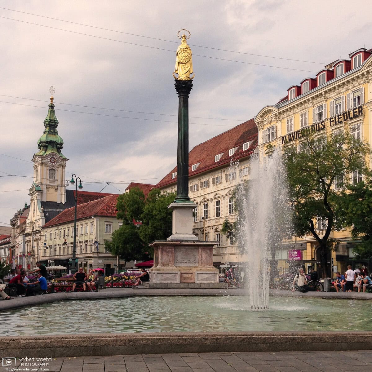 City Parish Church, St. Mary's Column and Fountain at Am Eisernen Tor in Graz, Austria. © 2013 Norbert Woehnl Photography.