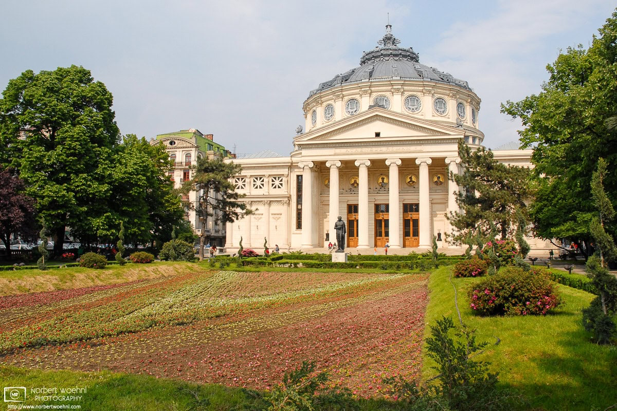 The Romanian Athenaeum (Ateneul Român) is a neoclassical concert hall in Bucharest, Romania, opened in 1888. © 2006 Norbert Woehnl Photography.